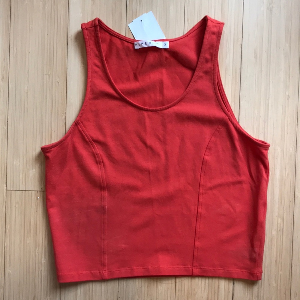 Bright Orange Piper Crop Top